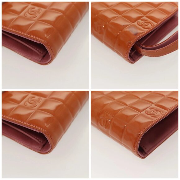 CHANEL Choco Bar Wallet Enamel Orange Gold CC Auth - Picture 15 of 15